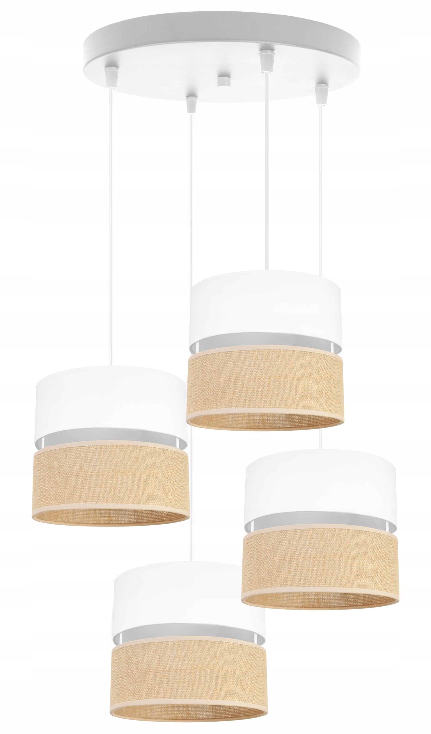 Lampa sufitowa wisząca okrągła Light Home LH Juta 4x E27 60W abażur 20cm tkanina biały