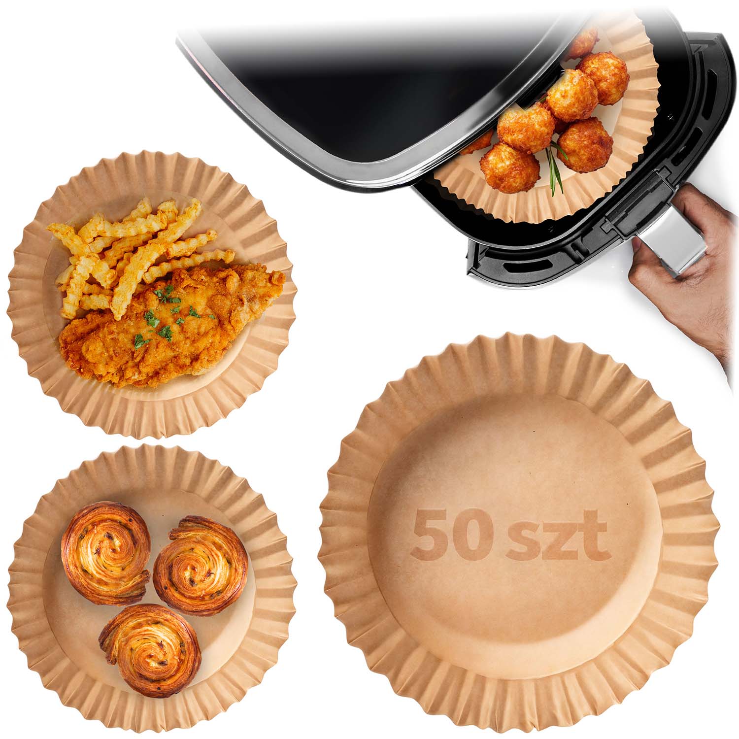 Papier do pieczenia wkładki do frytkownicy Berdsen 50 szt forma Airfryer 20 cm