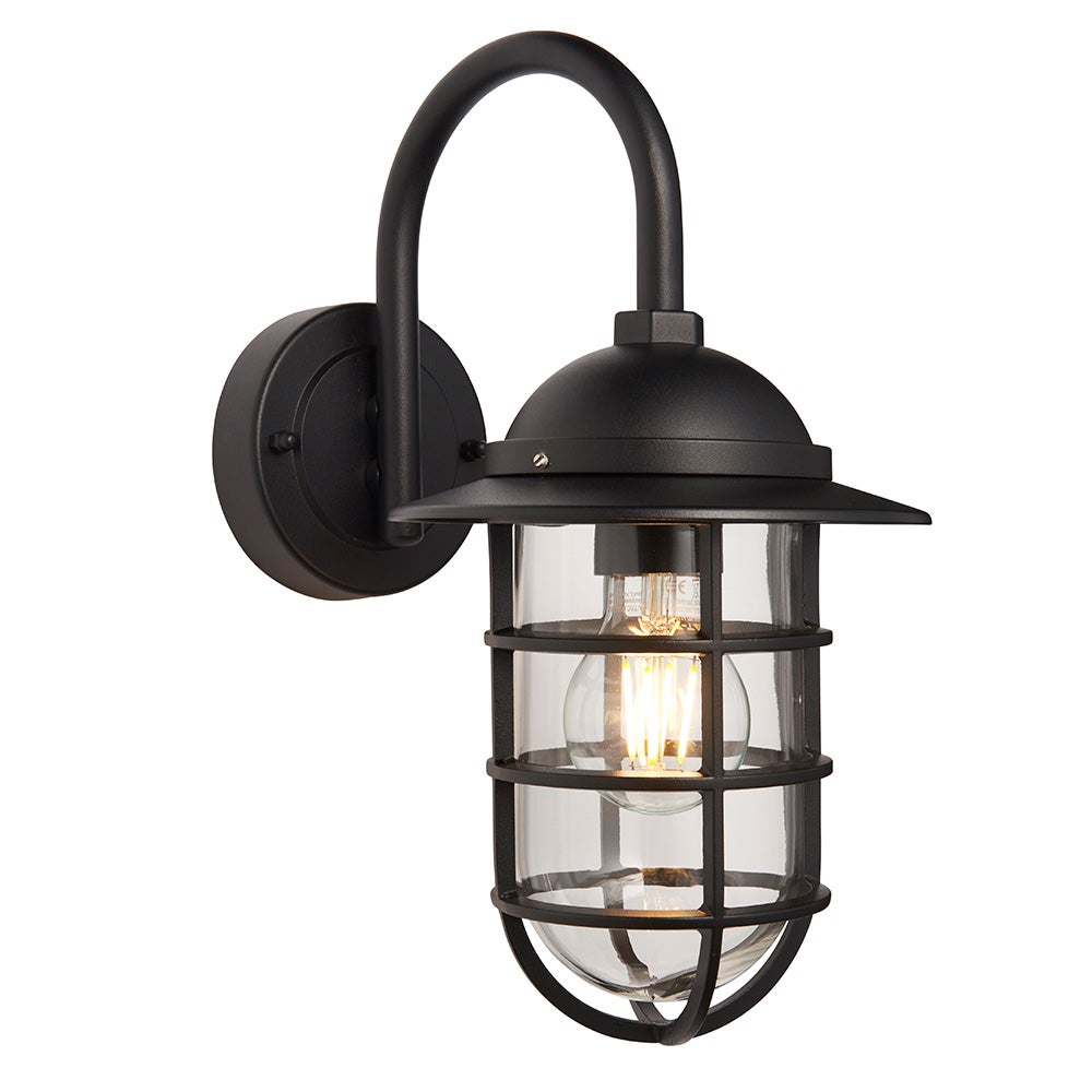 Kinkiet zewnętrzny loftowy czarny metalowa osłona 1xE27 10W PORT Endon