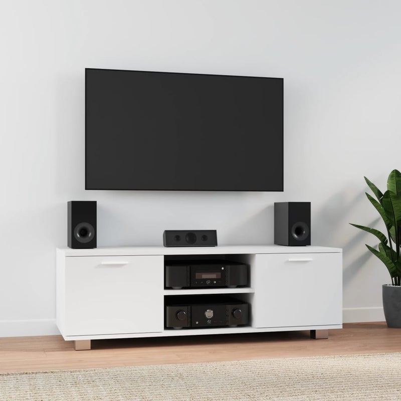 Szafka pod TV, biały, 120x40,5x35 cm, materiał drewnopochodny