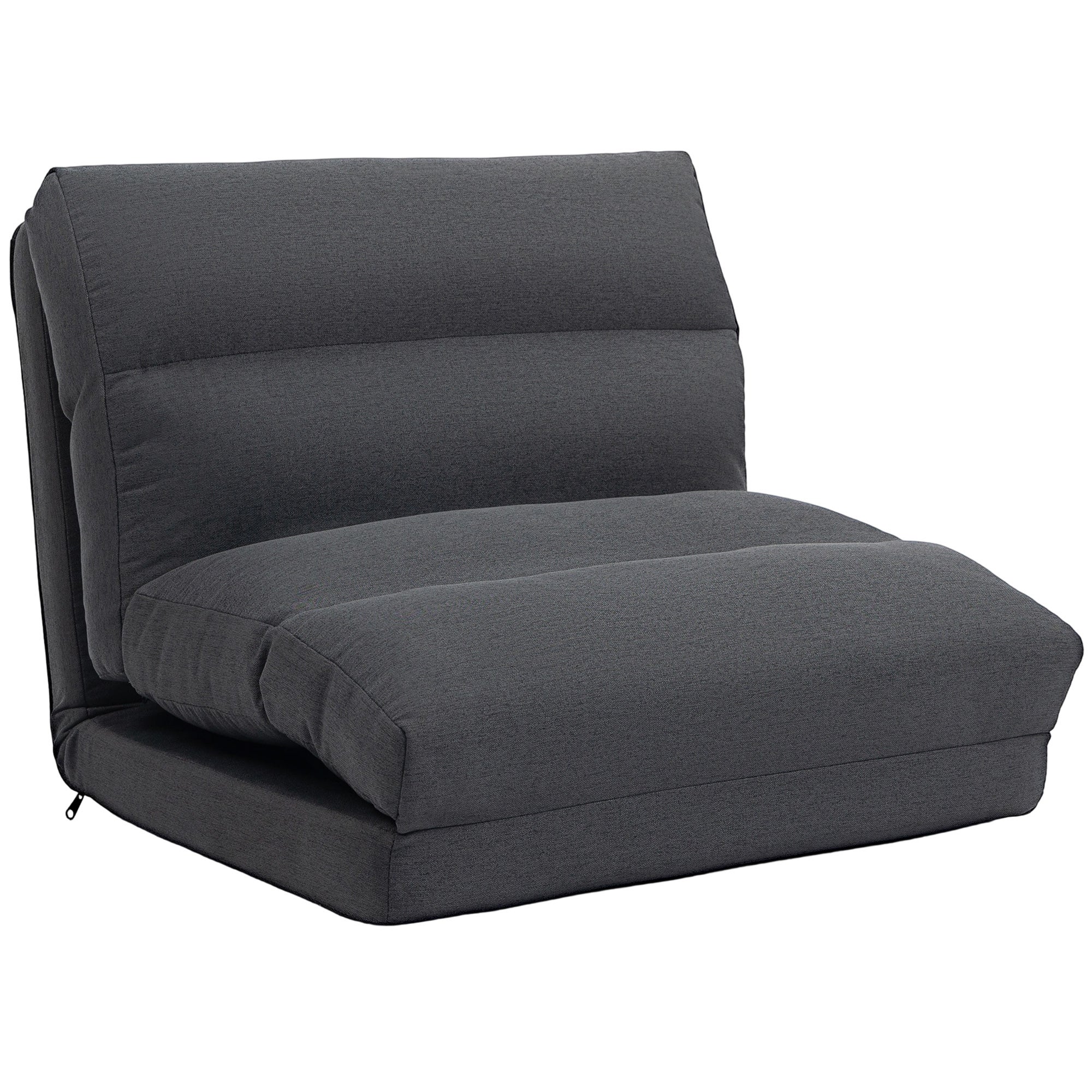 Puf/łóżko rozkładane, oparcie odchylane, składane, do 120 kg, 70 x 72 x 56 cm, ciemnoszary