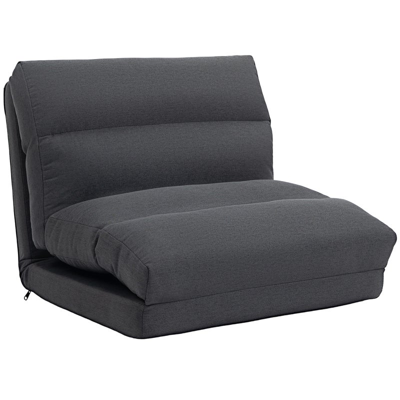 Puf/łóżko rozkładane, oparcie odchylane, składane, do 120 kg, 70 x 72 x 56 cm, ciemnoszary