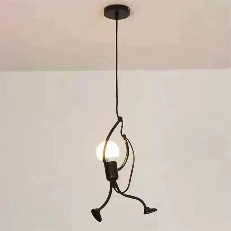 Nowoczesna lampa wisząca Kreatywny żelazny ludzie kreskówka projekt lampa wisząca dla dzieci sypialnia nocna salon strych (żarówki bez)