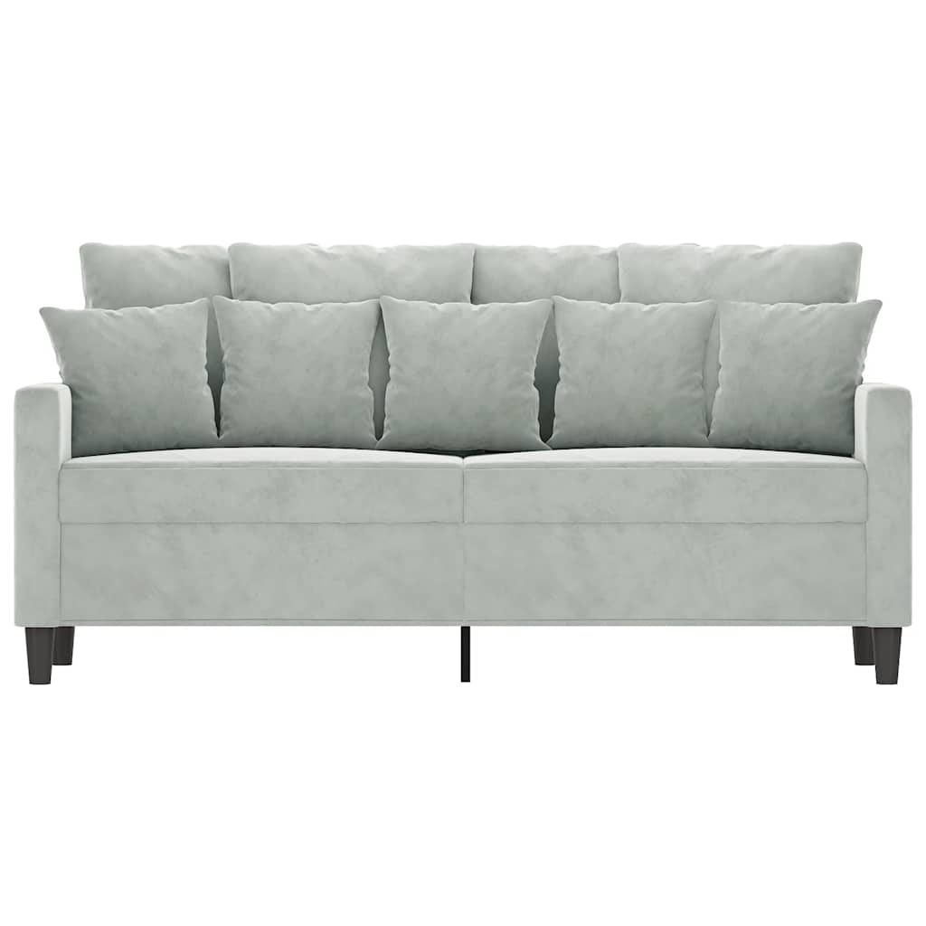 Sofa 2-osobowa, jasnoszara, 140 cm, tapicerowana aksamitem