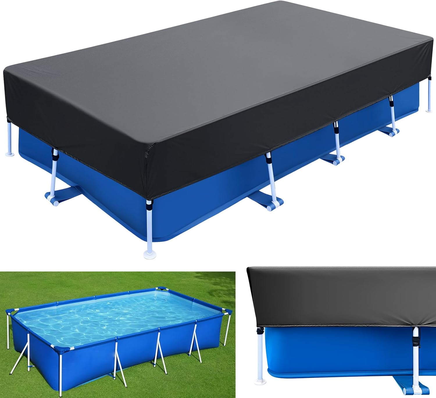 Pokrywa na basen prostokątna - 400 x 210 cm - Odporna na deszcz - Pyłoszczelna - Odporna na promieniowanie UV - Do brodzików