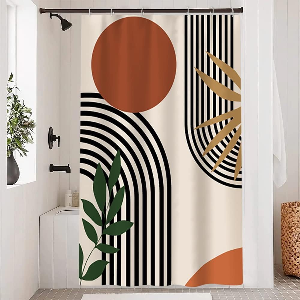 Abstrakcyjna zasłona prysznicowa, czarne linie, nowoczesna minimalistyczna, odporna na pleśń, wodoodporna, poliester, zmywalna, 120 x 180 cm