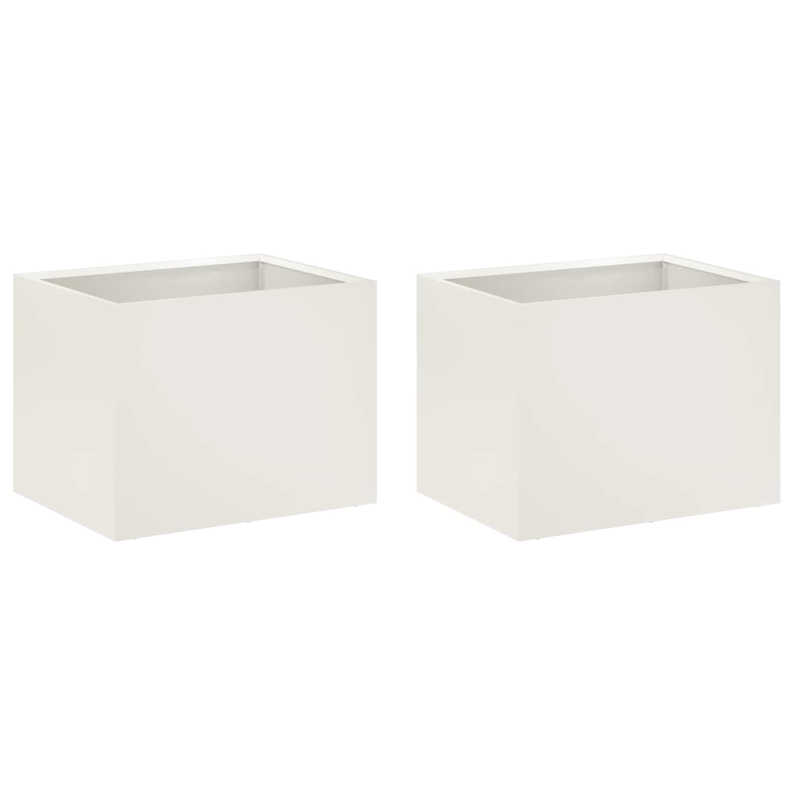 2x Donica Ogrodowa Stalowa 40x30x30 cm Biała na Taras na Balkon na Kwiaty