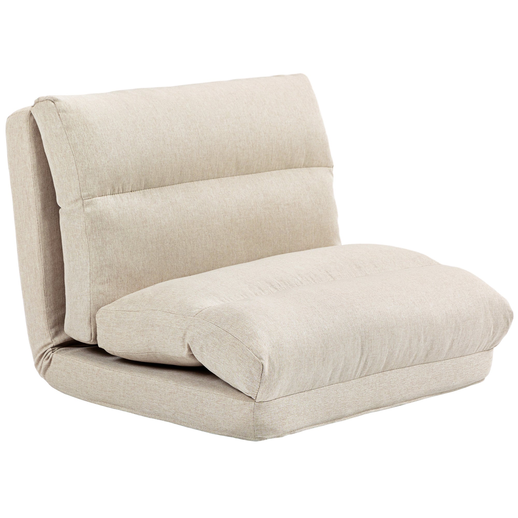 Fotel podłogowy, sofa leniwa, fotel rozkładany do spania, odchylany od 90° do 180°, tkanina - 70 x 72 x 56 cm - beżowy