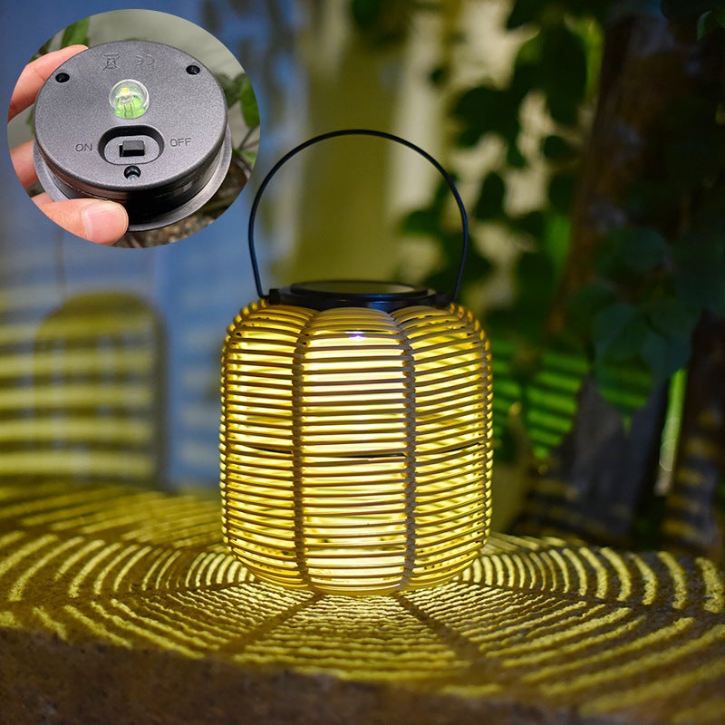 Rattanowe lampy solarne wiszące na zewnątrz wodoodporne zasilane energią słoneczną dekoracyjna lampa stołowa do ogrodu patio podwórko trawnik sztuka