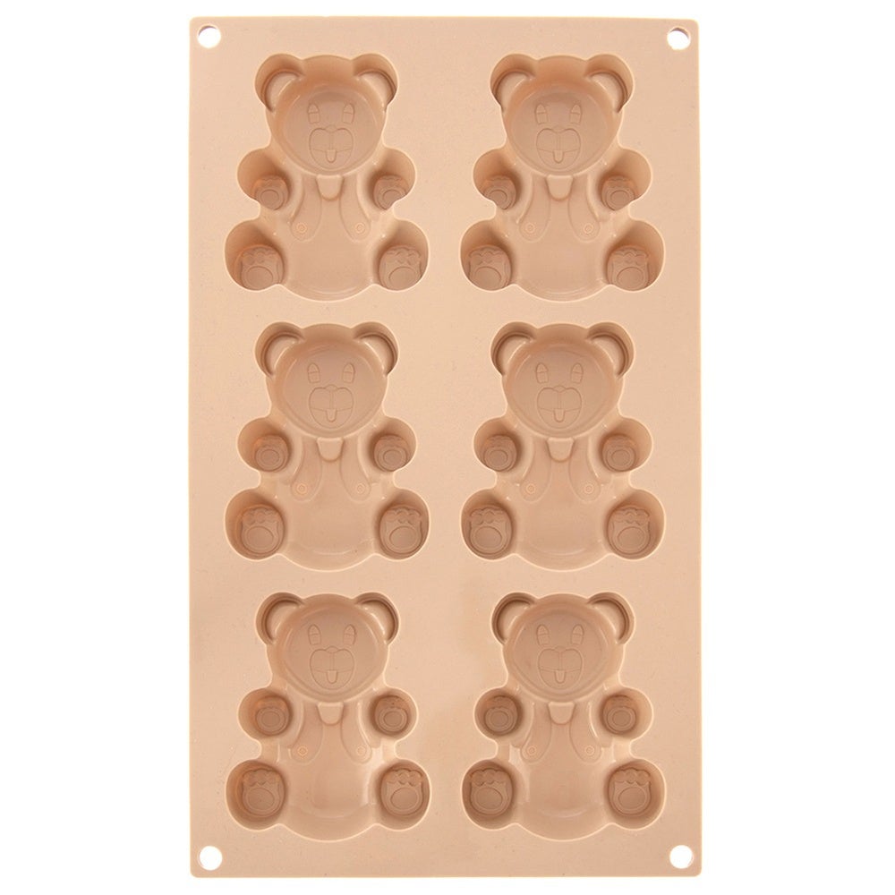 Forma do ciastek muffinek silikonowa beżowa misie 30x17,5x2 cm