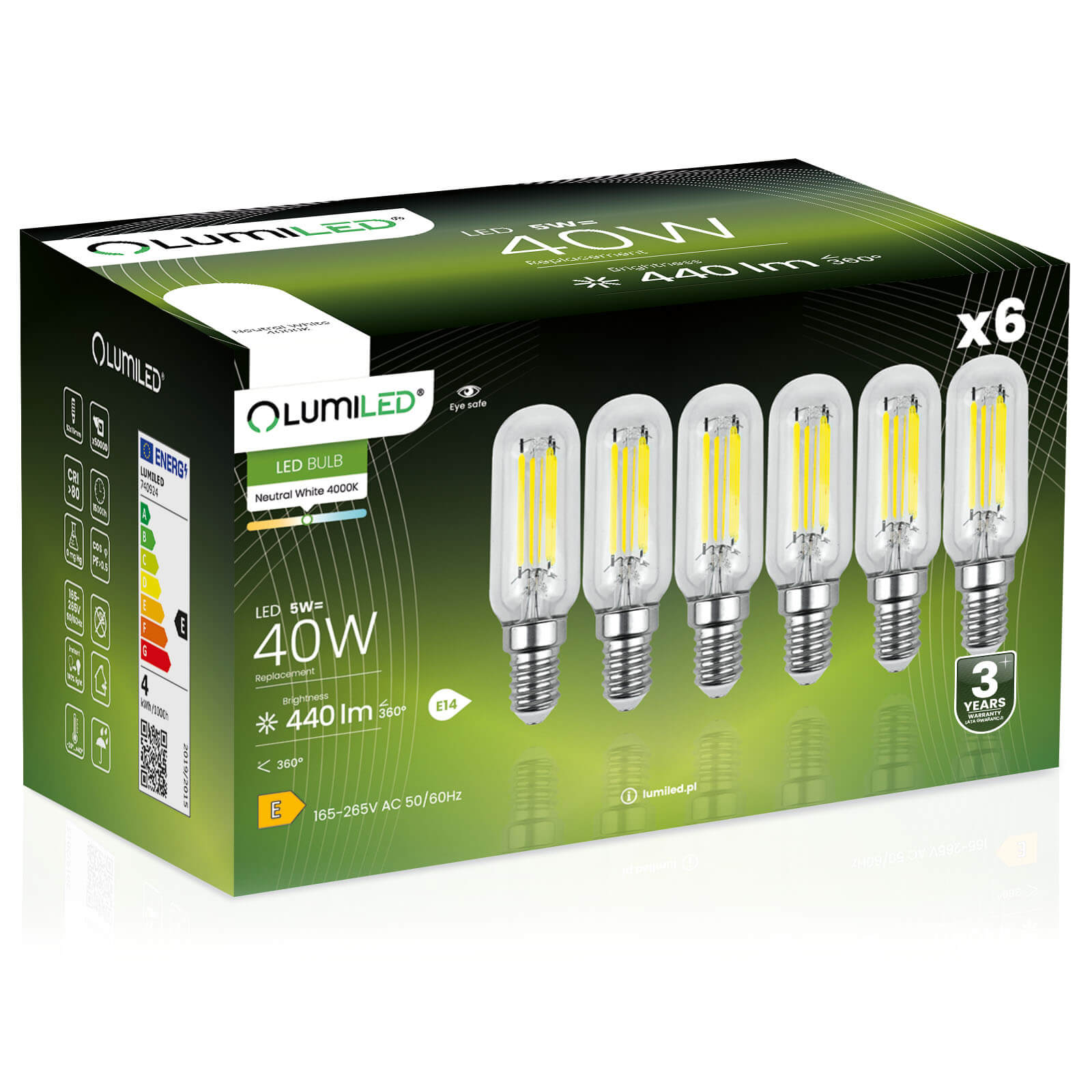 Żarówka LED Lumiled E14 ST26 4W 470lm 4000K 360st Filament 6 szt.