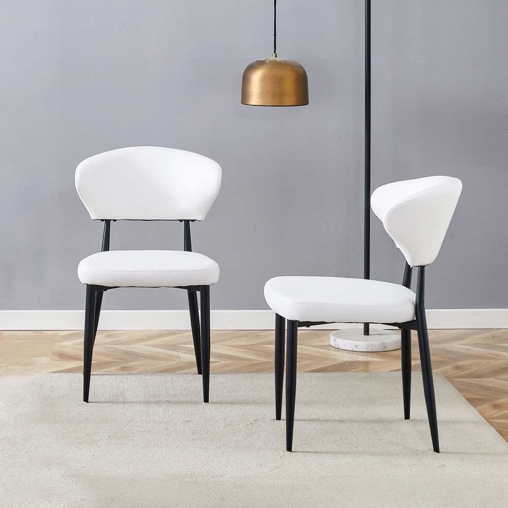 Minimalistyczne, ergonomiczne, czarne krzesło do jadalni, zakrzywione oparcie, wygodna konstrukcja – zestaw 2 szt.