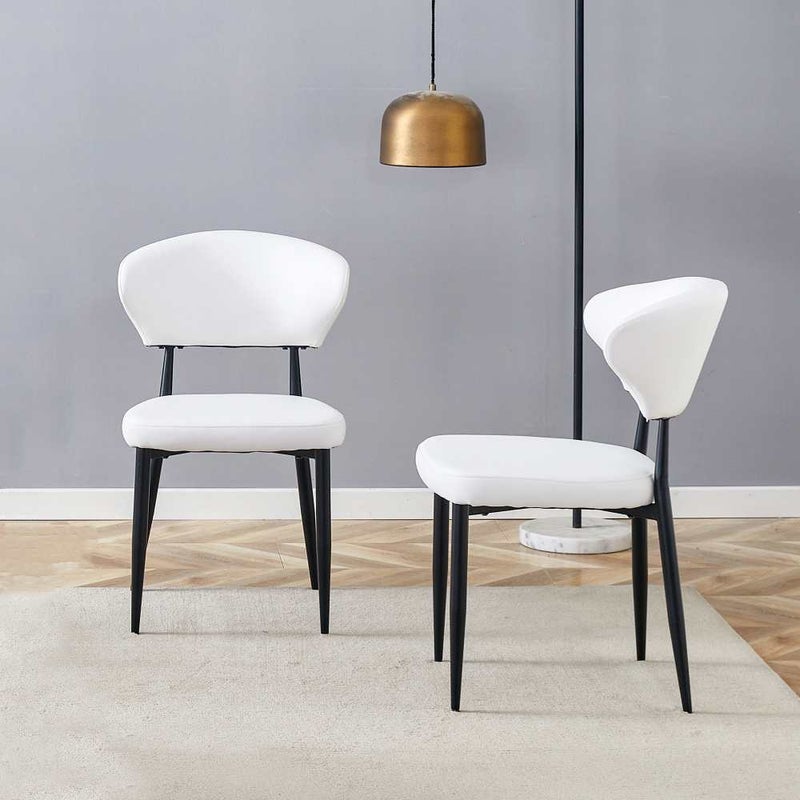 Minimalistyczne, ergonomiczne, czarne krzesło do jadalni, zakrzywione oparcie, wygodna konstrukcja – zestaw 2 szt.