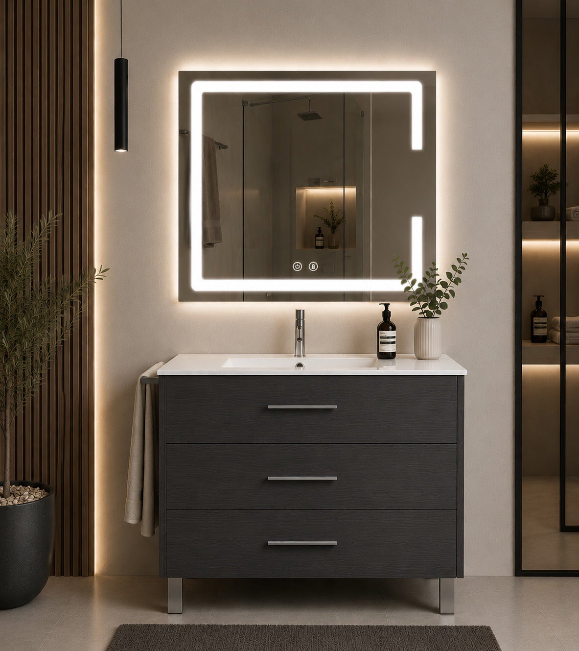 Szafka łazienkowa z umywalką ORIGENBATH RIBERA bez lustra 100x45 cm grafitowy