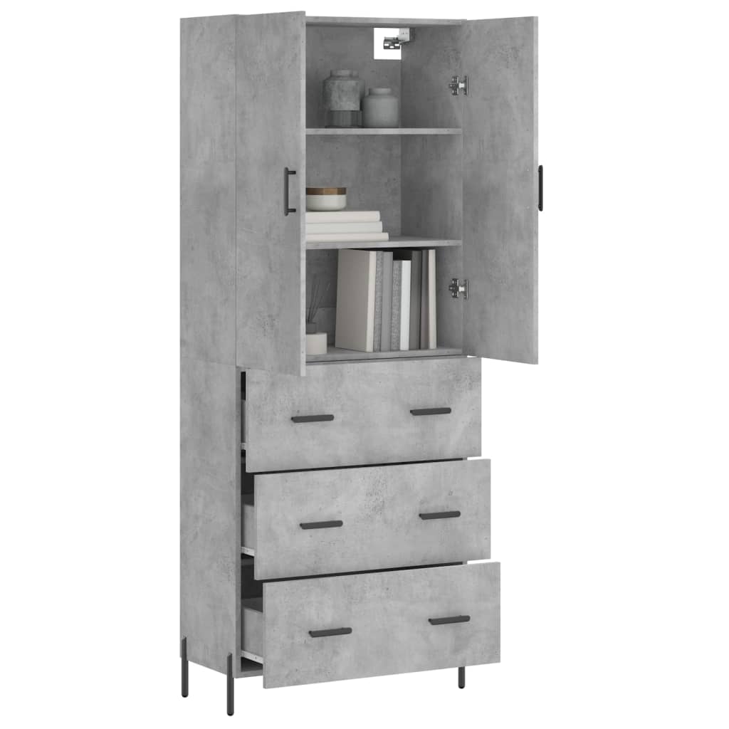 Witrynka, szarość betonu 69,5x34x180 cm materiał drewnopochodny