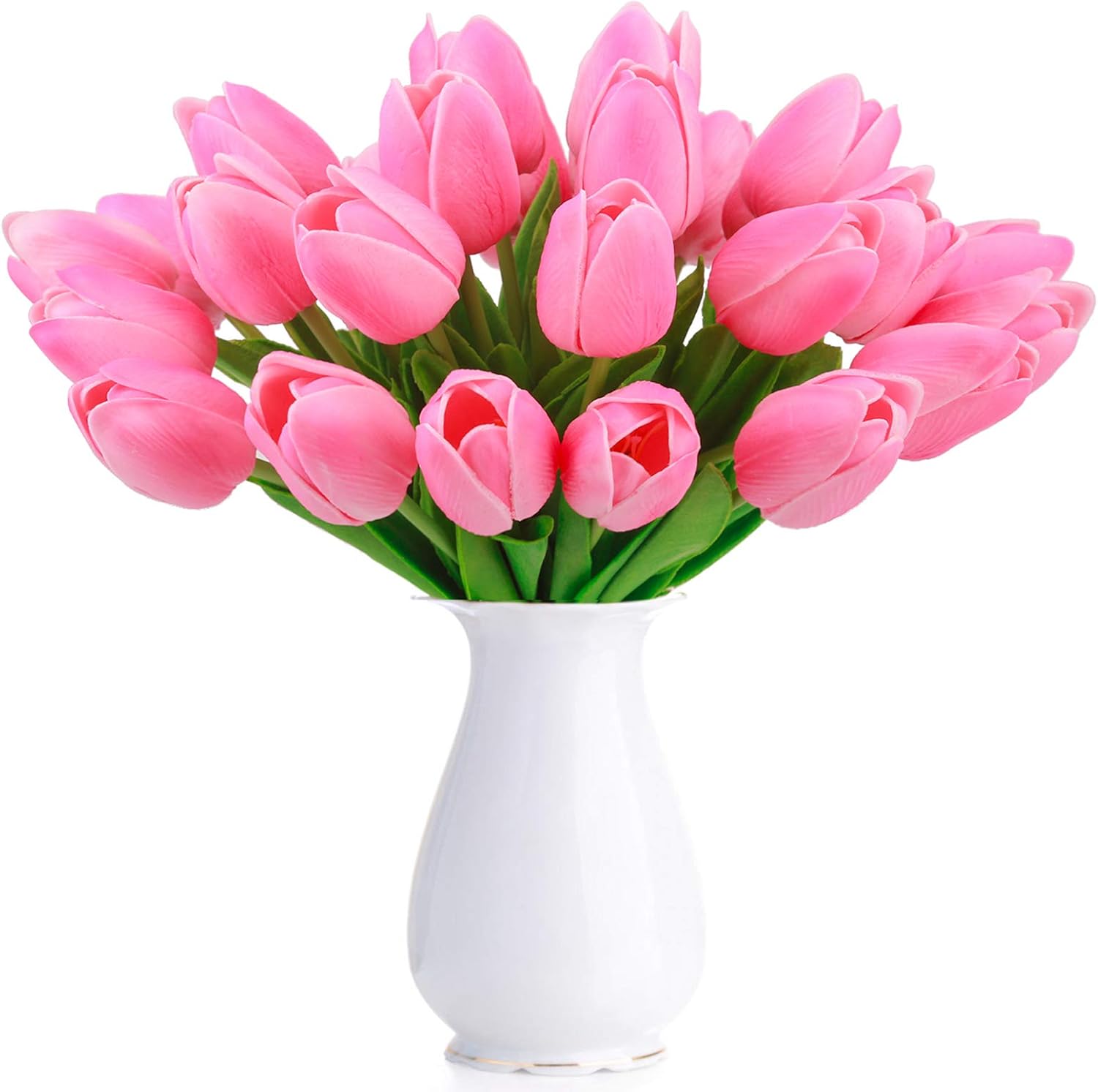 Sztuczny tulipan, imitacja holenderskiego mini tulipana, kwiaty w dotyku jak żywe, 24 sztuki do dekoracji ślubnych, na imprezy domowe DIY (Różowy)