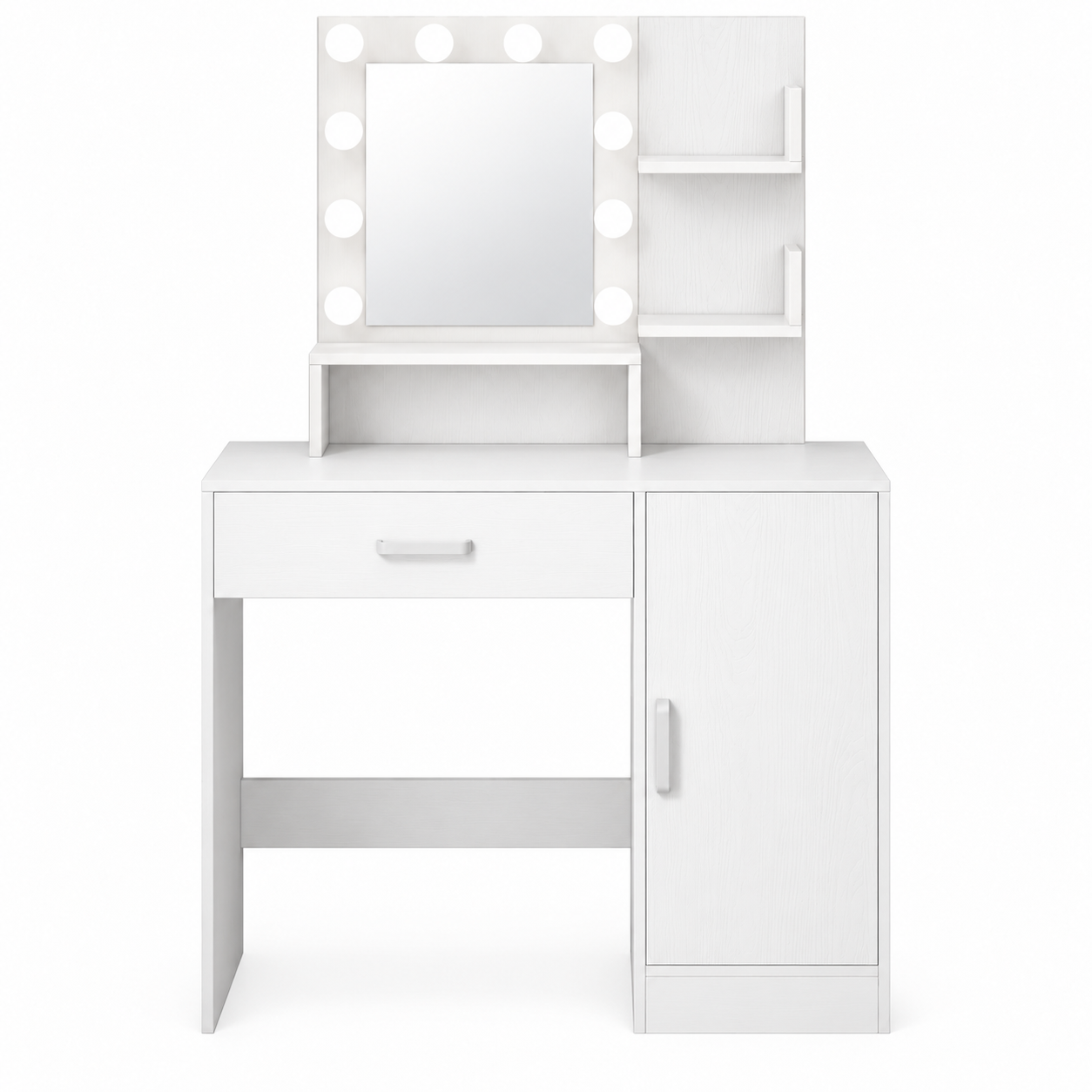 Toaletka do makijażu z lustrem LED biała 90 cm nowoczesna glamour