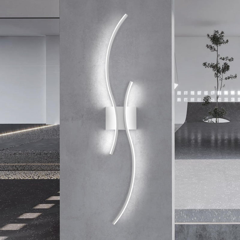 Aluminiowy kinkiet, lampka nocna do wnętrz, światło białe 6500K, 60*15CM, odpowiedni do salonu i sypialni (biały)