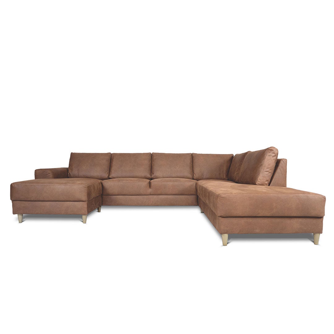 Nordic sofa U prawostronny kolorzekoniaku skóra.