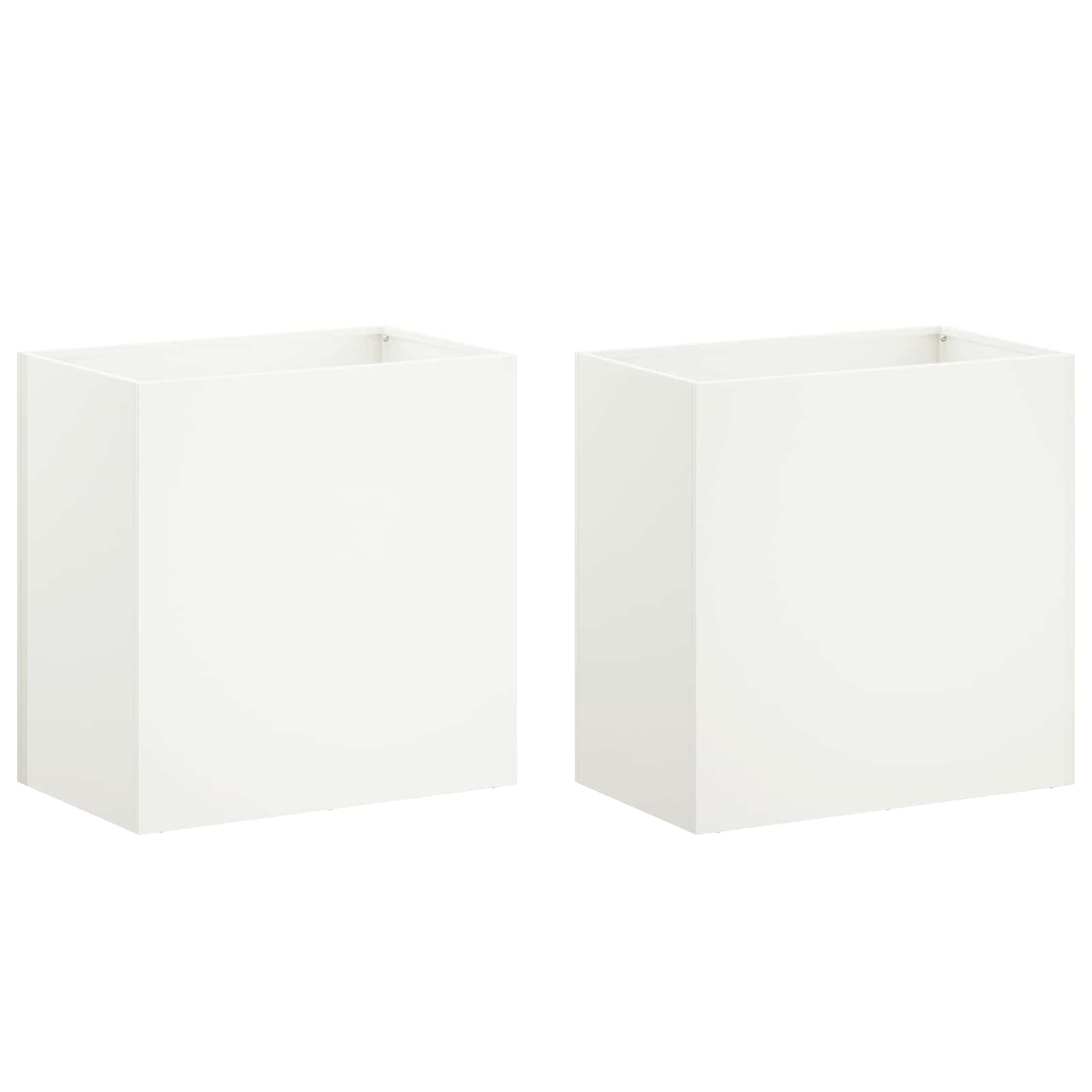 2x Donica Ogrodowa Stalowa 50x30x40 cm Biała na Taras na Balkon na Kwiaty