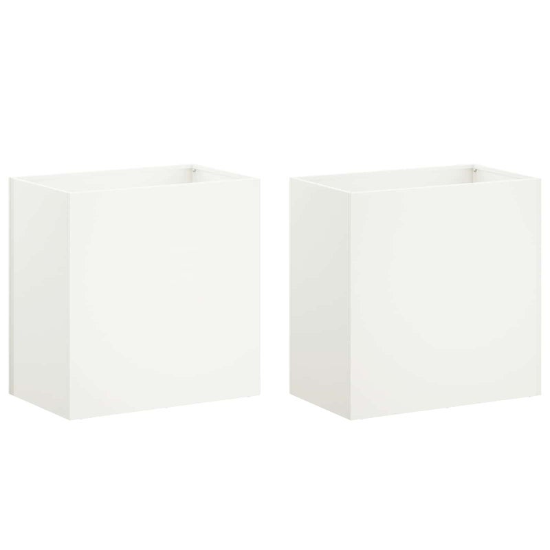 2x Donica Ogrodowa Stalowa 50x30x40 cm Biała na Taras na Balkon na Kwiaty