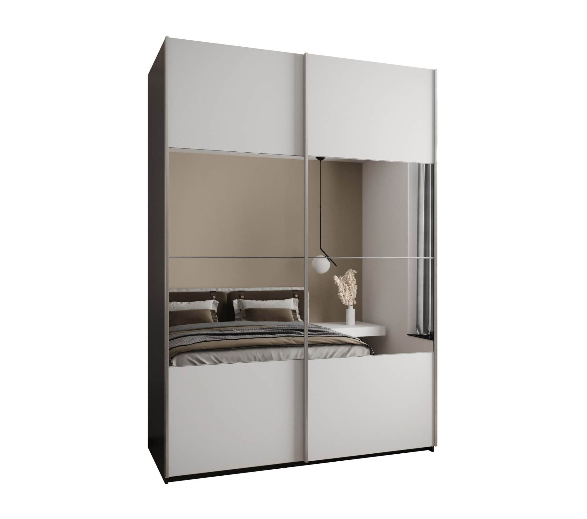 Szafa przesuwna wysoka Lux 4 170 x 64 x 245,5 cm czarny + biały + u. srebrny - Abiks Meble