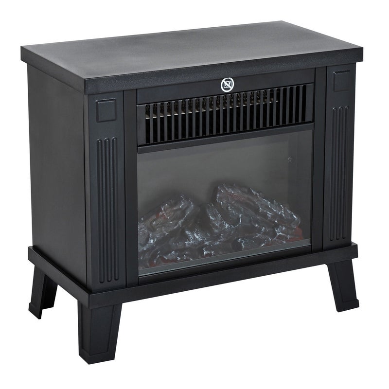 Kominek elektryczny wolnostojący z efektem płomienia, 600/1200 W, metalowy, czarny, 34 x 17 x 31 cm