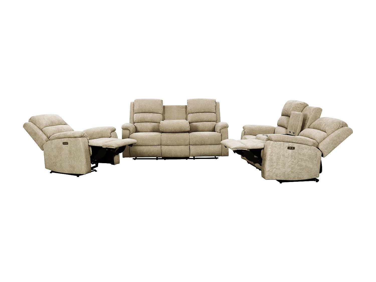 Kanapa z funkcją relax 3+2+1 osobowa tkaniny taupe NEVERS