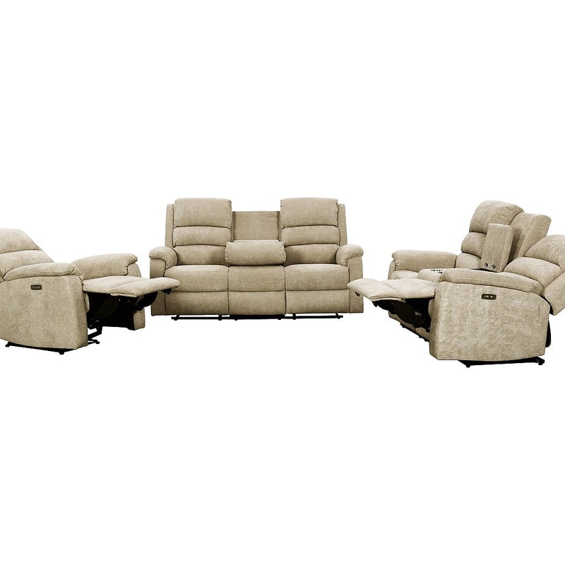 Kanapa z funkcją relax 3+2+1 osobowa tkaniny taupe NEVERS
