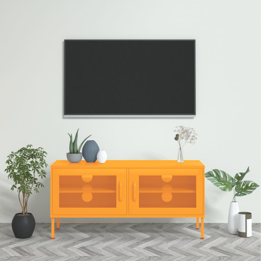 vidaXL Szafka telewizor, musztardowa, 105x35x50 cm, stalowa