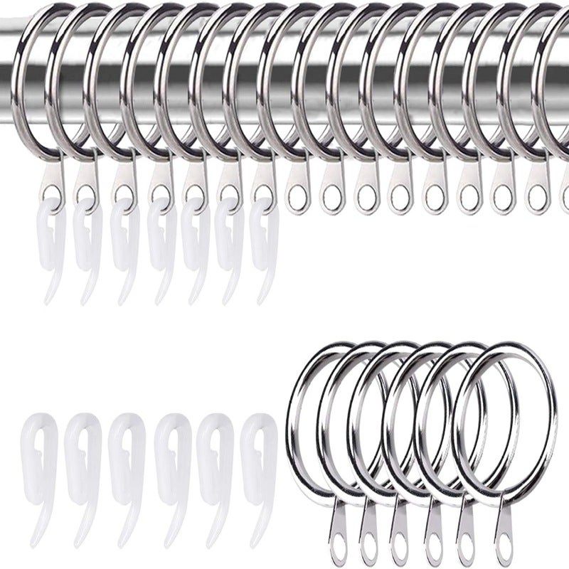50 sztuk - Kółka do zasłon - Średnica 4,3 cm - Metalowe - Zasłony prysznicowe - Kółka do zasłon prysznicowych - Kółka do zasłon
