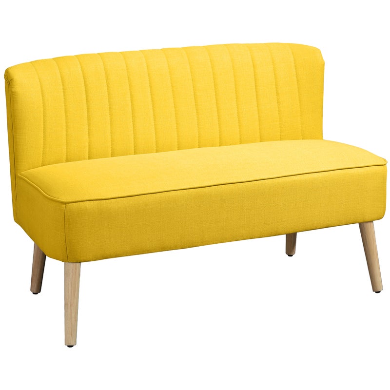 Sofa 2-osobowa, miękka tapicerka, pokrowiec łatwy w pielęgnacji, do 220 kg, 117 x 56,5 x 77 cm, kolor żółty