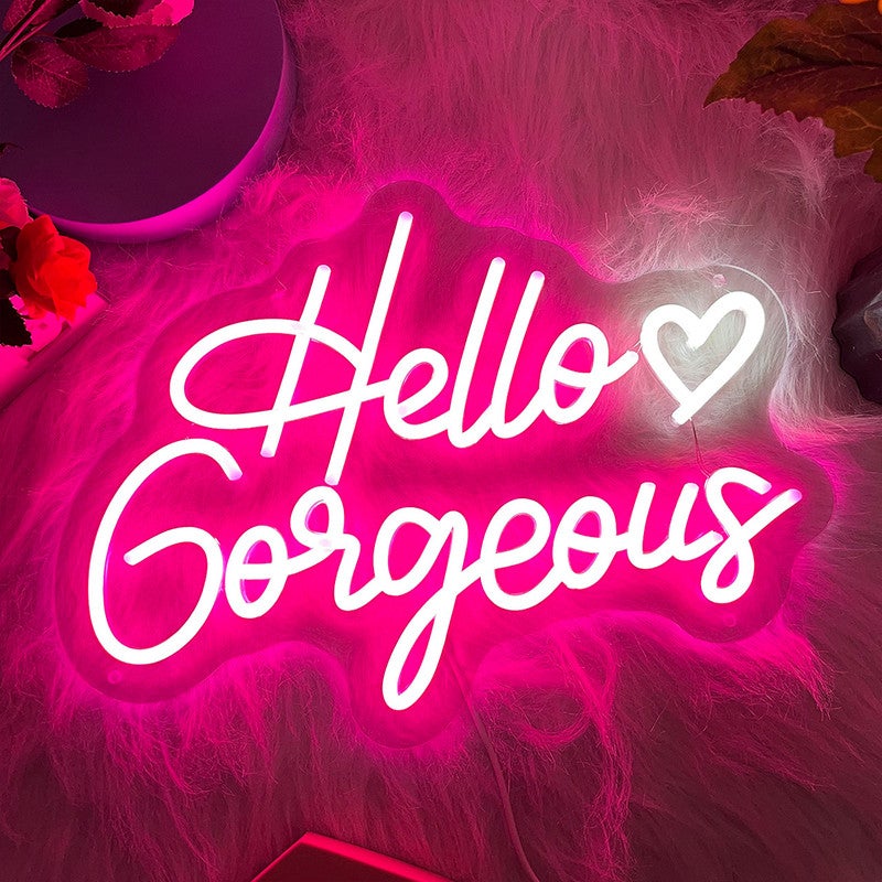 Hello Gorgeous neonowy znak LED na ścianę różowe znaki na przyjęcie zaręczynowe dekoracja urodzinowa tło ślubne dekoracja ścienna