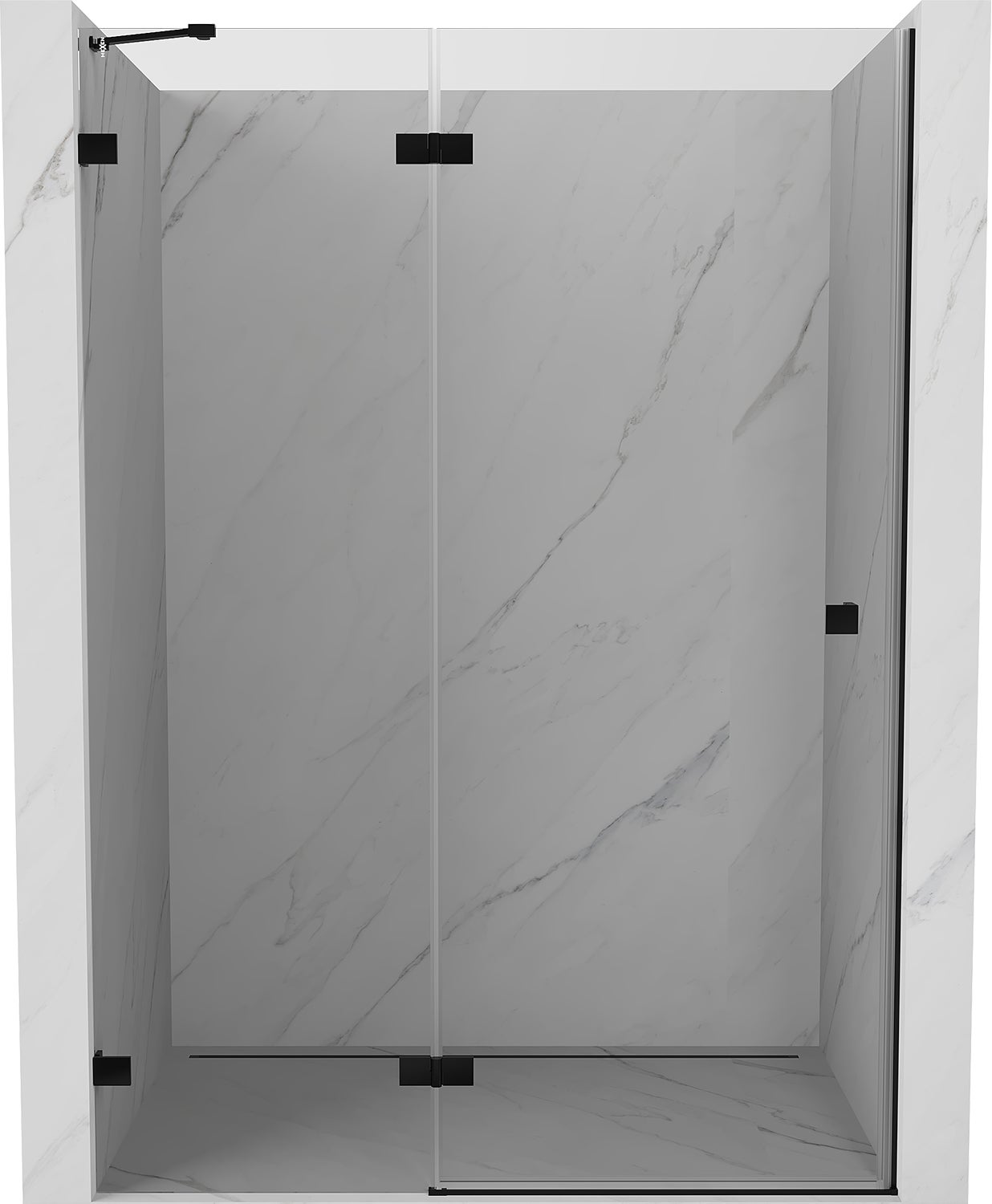 Mexen Lunar drzwi prysznicowe uchylne lewe 135 cm, transparent, czarne - 834-135-000-70-00-L