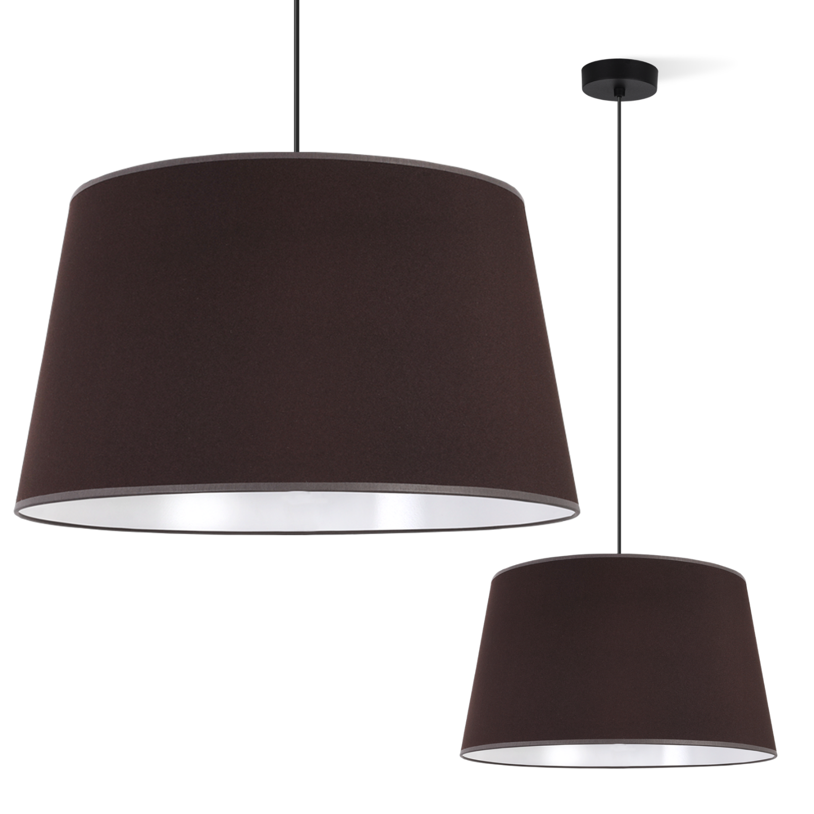 Lampa sufitowa wisząca czarna Light Home LH Gaja 1xE27 abażur stożek 44cm brązowy