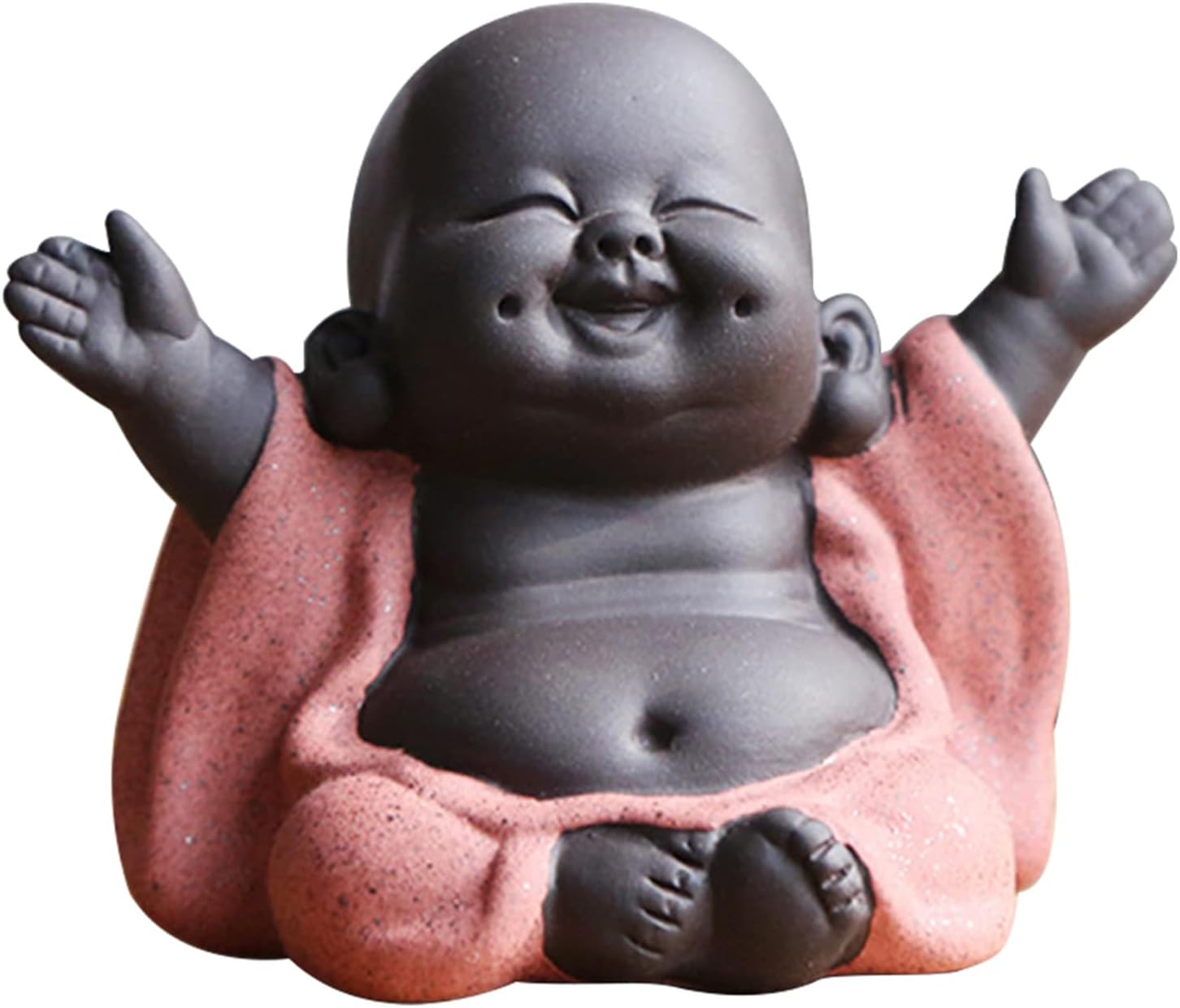 Ceramiczny Śmiejący się Budda Maitreja, posąg Buddy Szczęścia, rzeźba herbaciana, ozdoba do ogrodu i wnętrz, pomarańczowy