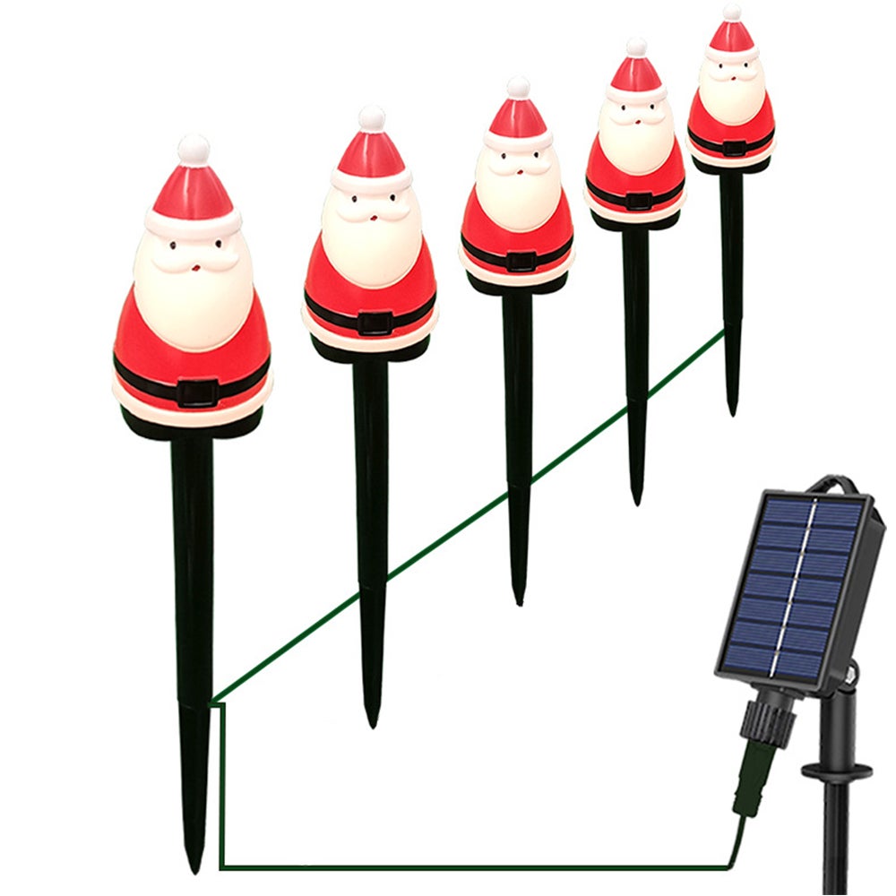 Zewnętrzne lampki solarne do oświetlania ścieżki na Boże Narodzenie lampki ścieżkowe Mikołajem zewnątrz świąteczny wystrój zasilany energią słoneczną