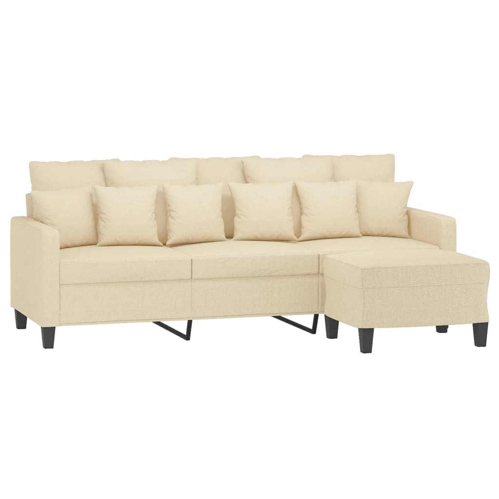 Sofa 3-osobowa, kremowa, 180 cm, tapicerowana tkaniną