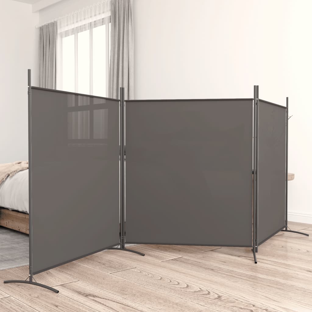 Parawan 3-panelowy, antracytowy, 525x180 cm, tkanina vidaXL