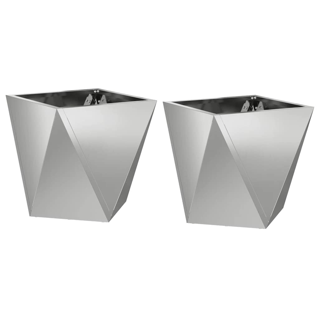 Donica 2 szt. Srebrny 30 x 30 x 30 cm Stal Galwanizowana