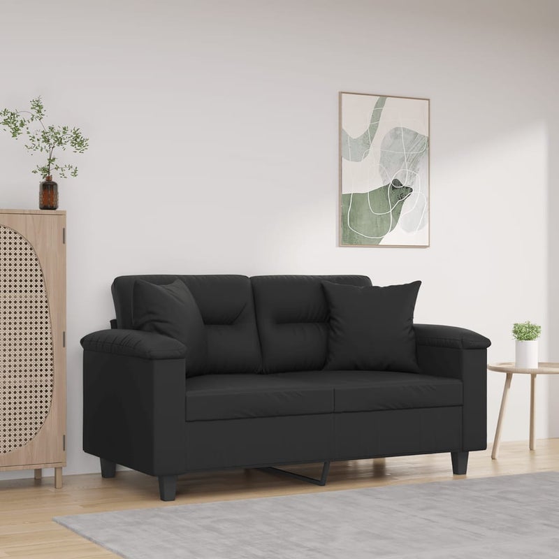2-osobowa sofa z poduszkami, czarna, 120 cm, sztuczna skóra vidaXL