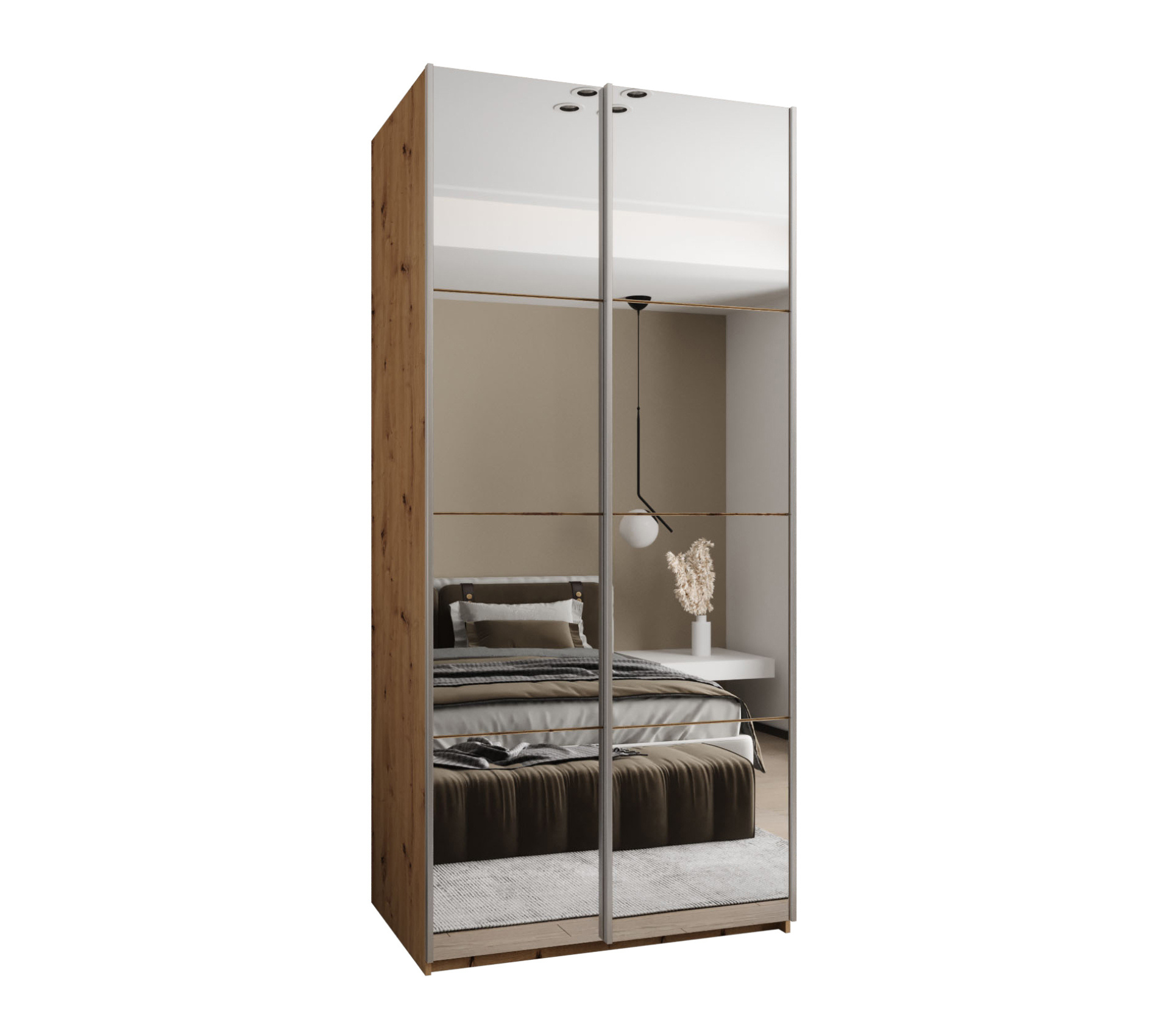Szafa przesuwna wysoka Lux 2 100 x 64 x 245,5 cm artisan + artisan + u. srebrny - Abiks Meble