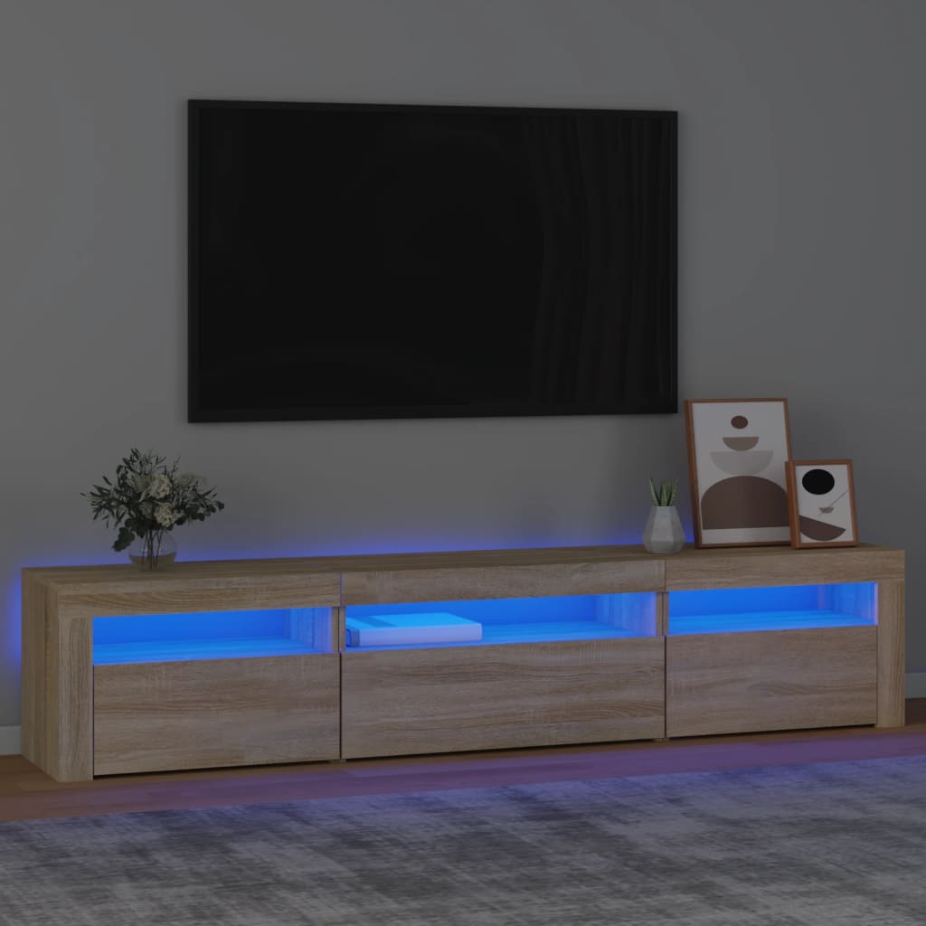 Szafka pod TV z oświetleniem LED, dąb sonoma, 195x35x40 cm vidaXL