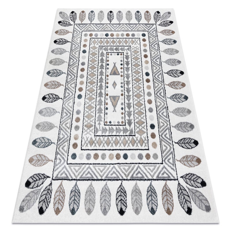 Dywan FUN Teepee dla dzieci, wzór indiański, ramka krem 120x170 cm