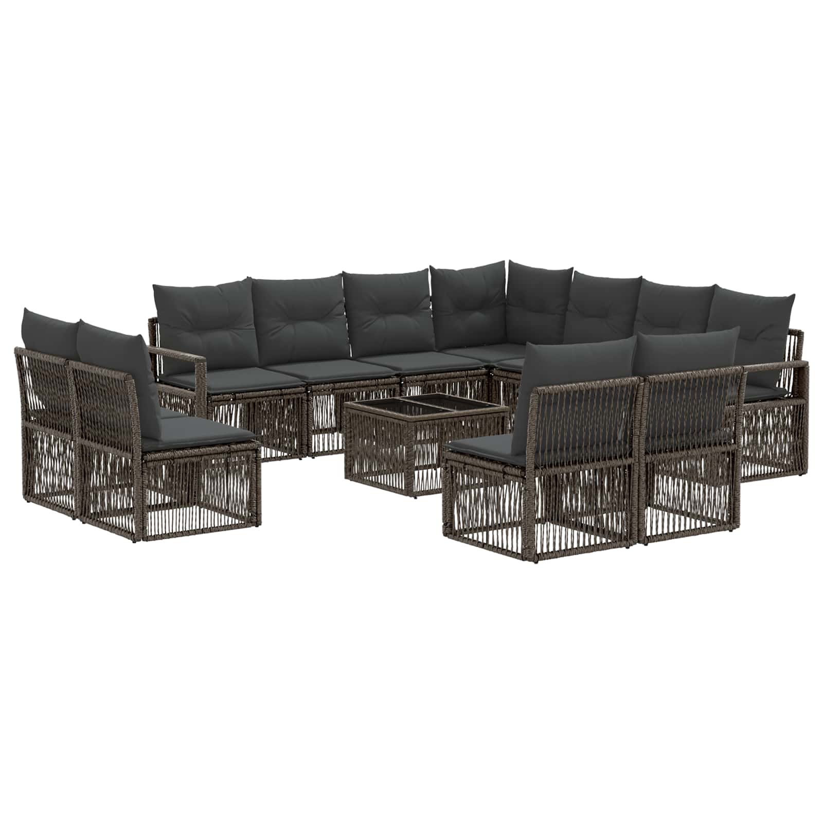 Zestaw Sof na Ogród 12 pcs Szary polirattan vidaXL