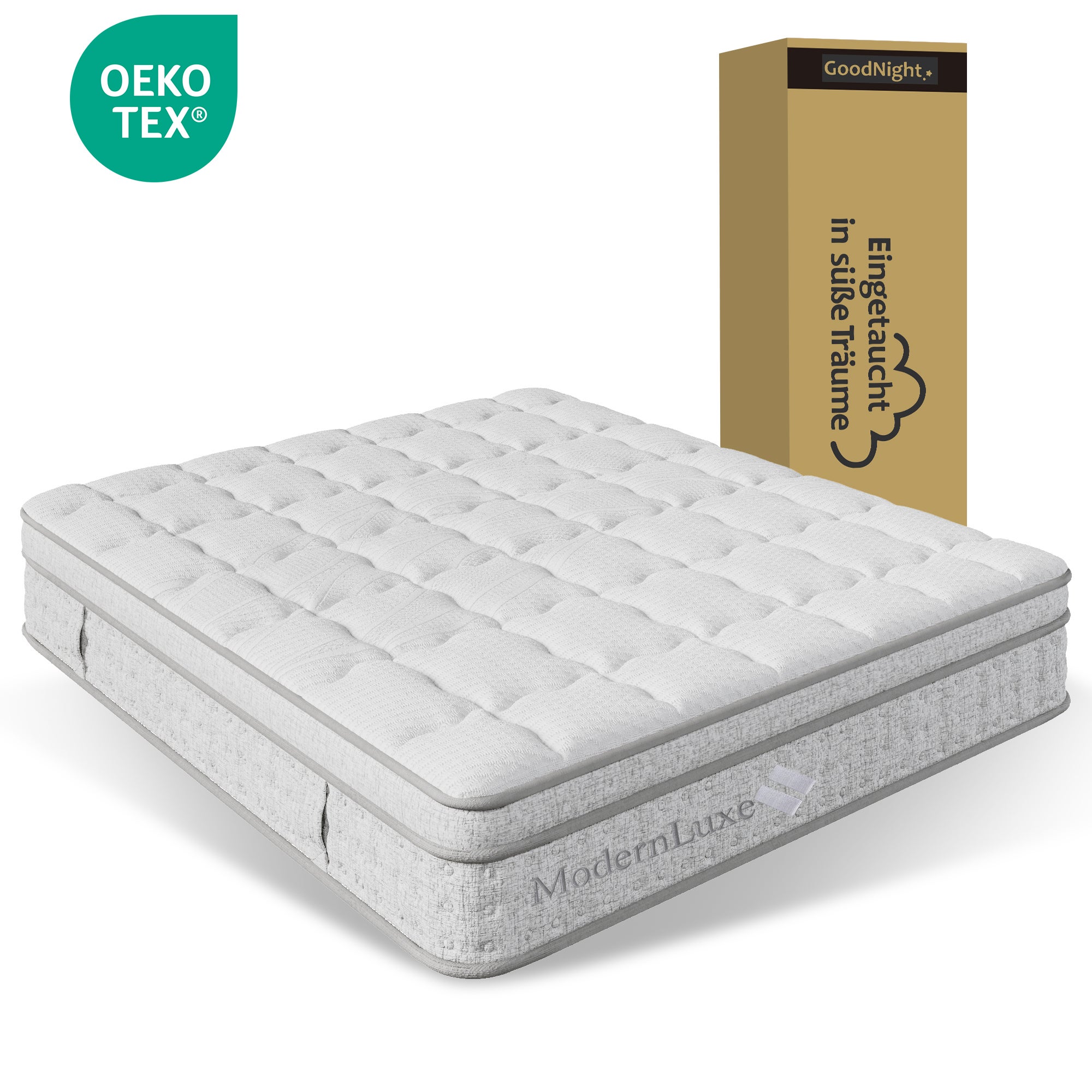 140 x 190 x Materac kieszeniowy 25 cm z 7 strefami – zimna pianka, twardość H3, sprężyny 630 – oddychający pokrowiec – biały