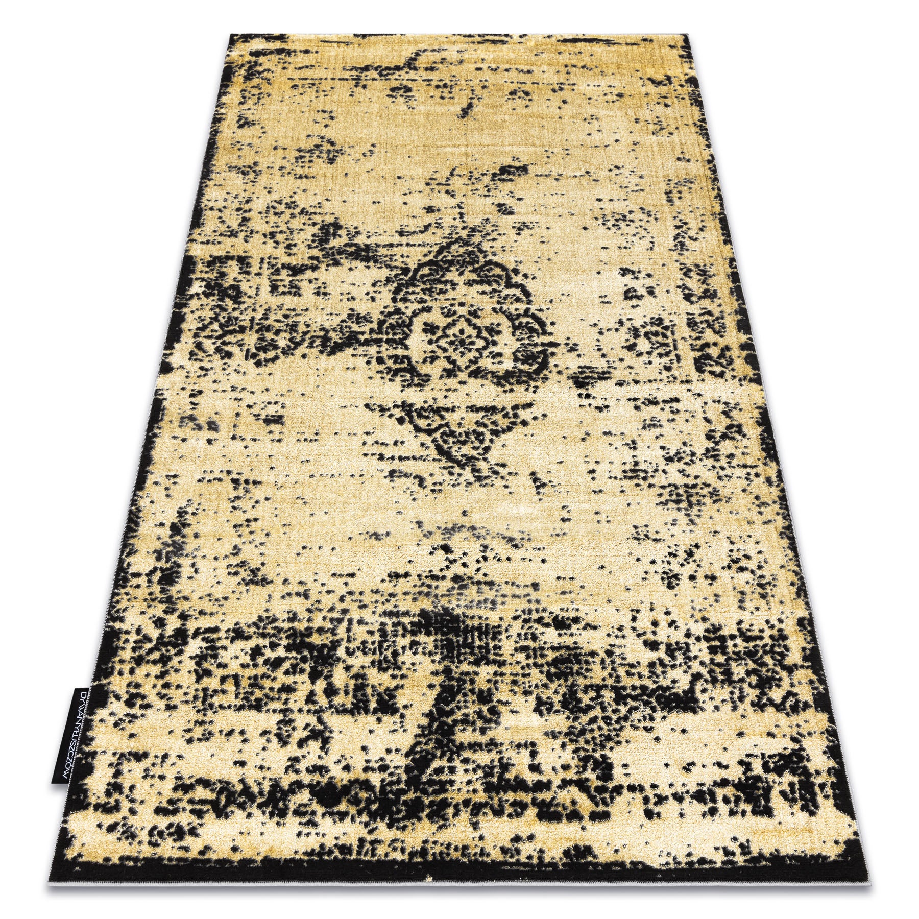 Dywan DE LUXE nowoczesny 2083 Ornament vintage przecierany - Strukturalny złoty / szary 160x220 cm