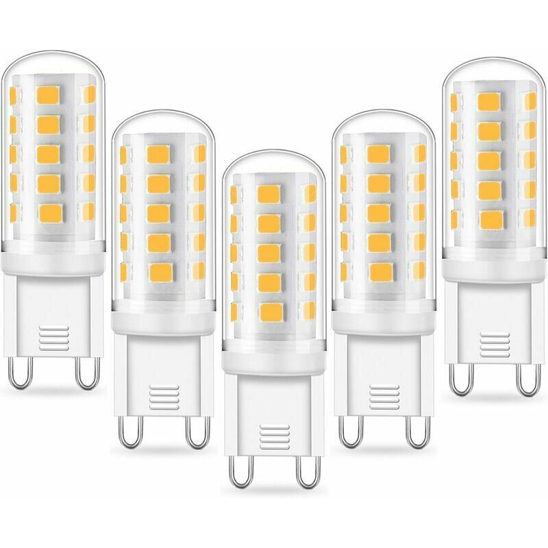 Żarówka LED G9 5W, odpowiednik 40W, zimna biel 6000K, 220-240V, kąt świecenia 360°, niemożliwość ściemniania, zestaw 5 sztuk