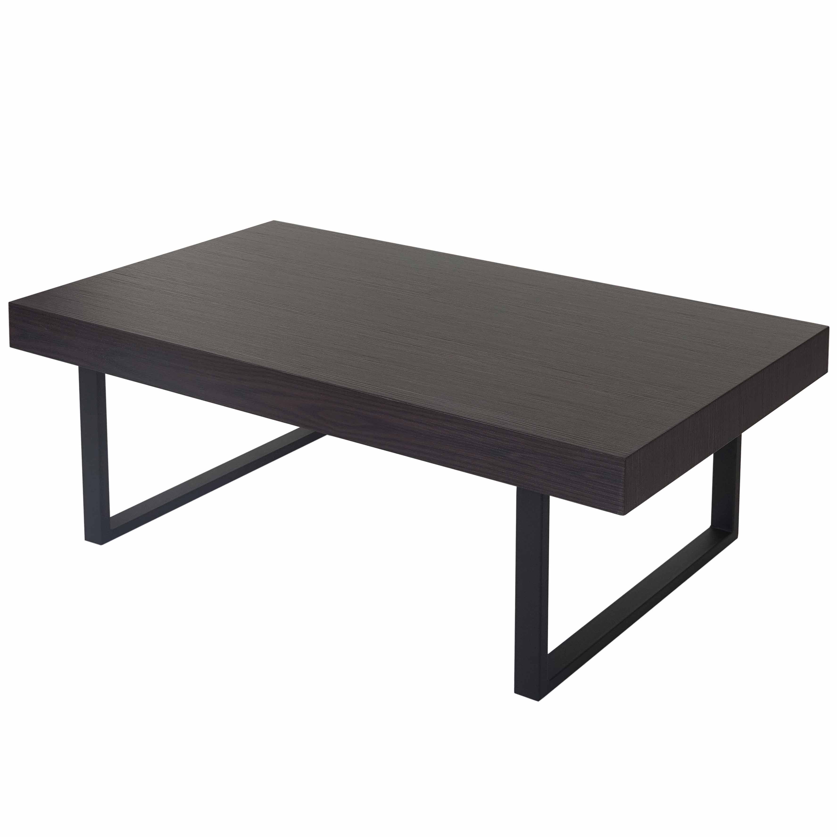Stolik kawowy Kos T576, stolik do salonu 40x110x60cm z certyfikatem MVG ~ Wenge, ciemne metalowe nogi