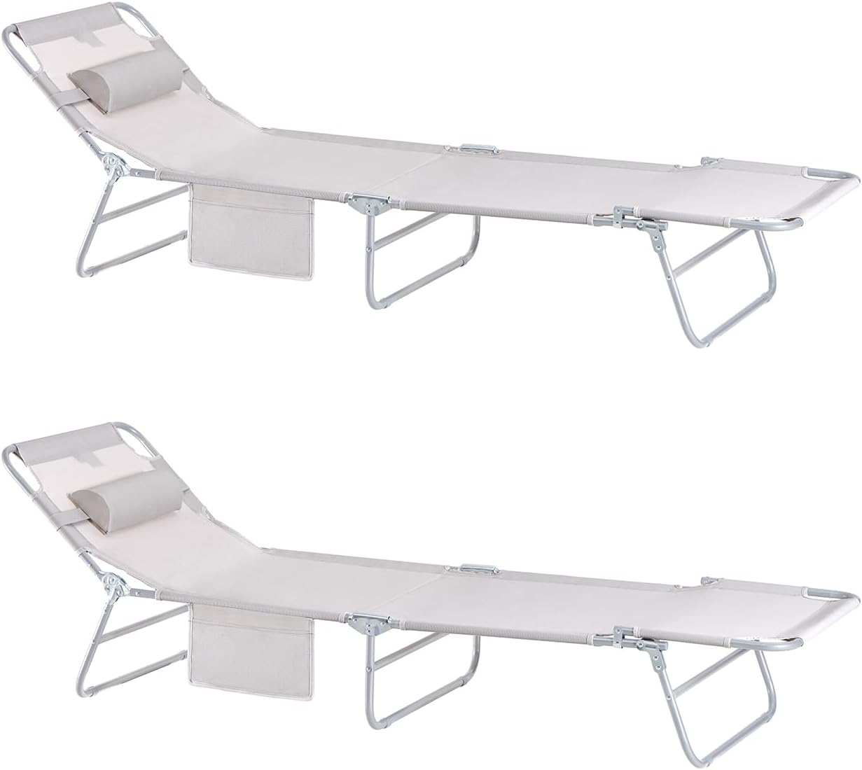 SoBuy Zestaw 2 leżaków ogrodowych składanych Beż 193x57x79cm OGS35-MIX2